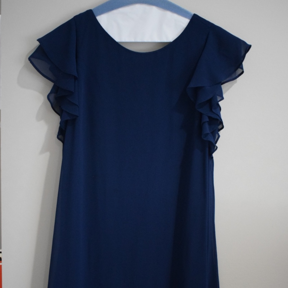 Soprano Navy Flutter Sleeve Mini Dress